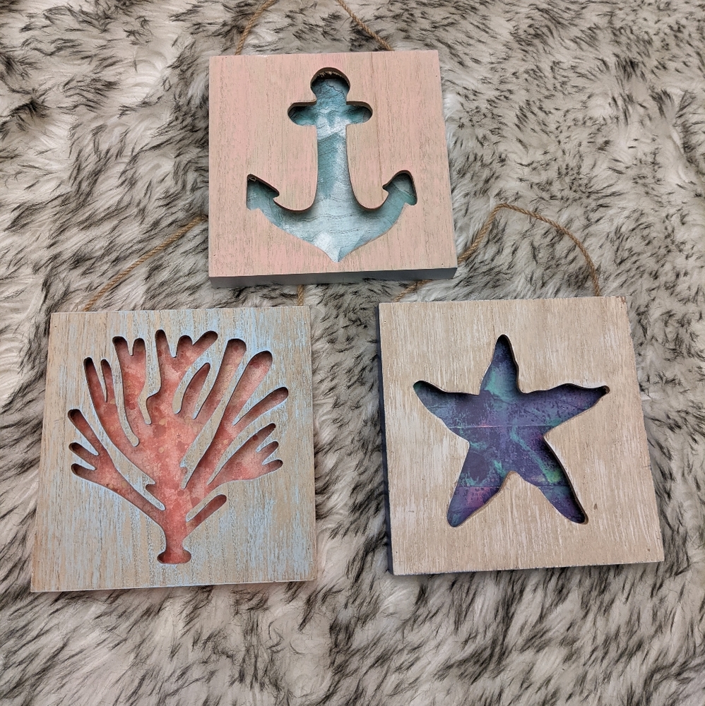 Nautical themed wood signs